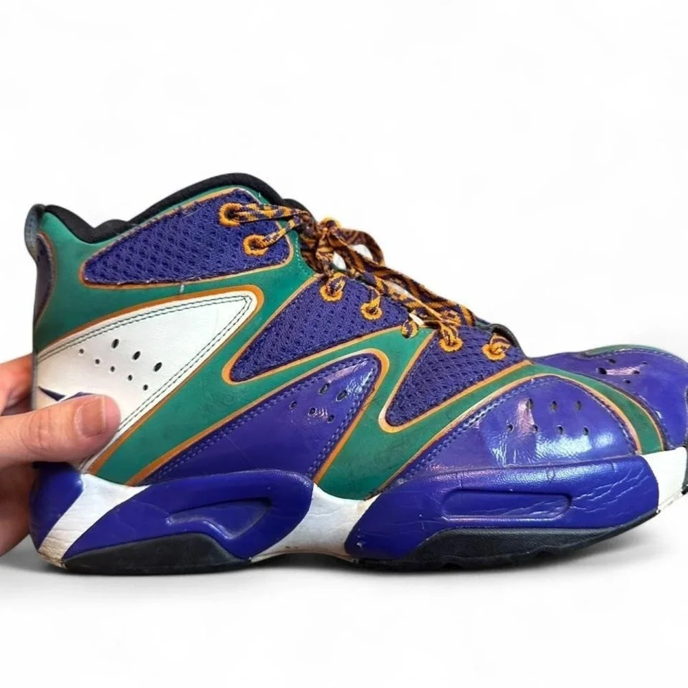 Reebok Kamikaze 1 Mid Aztec Men's Basketball Sneakers Size 10.5 Purple‎ Green